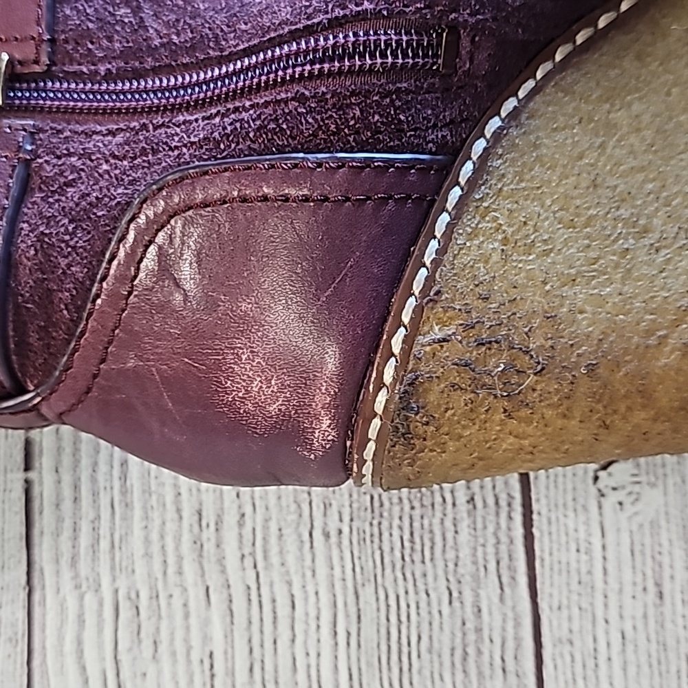Tory Burch 6M maroon/burgundy zip up platform booties - Picture 3 of 11